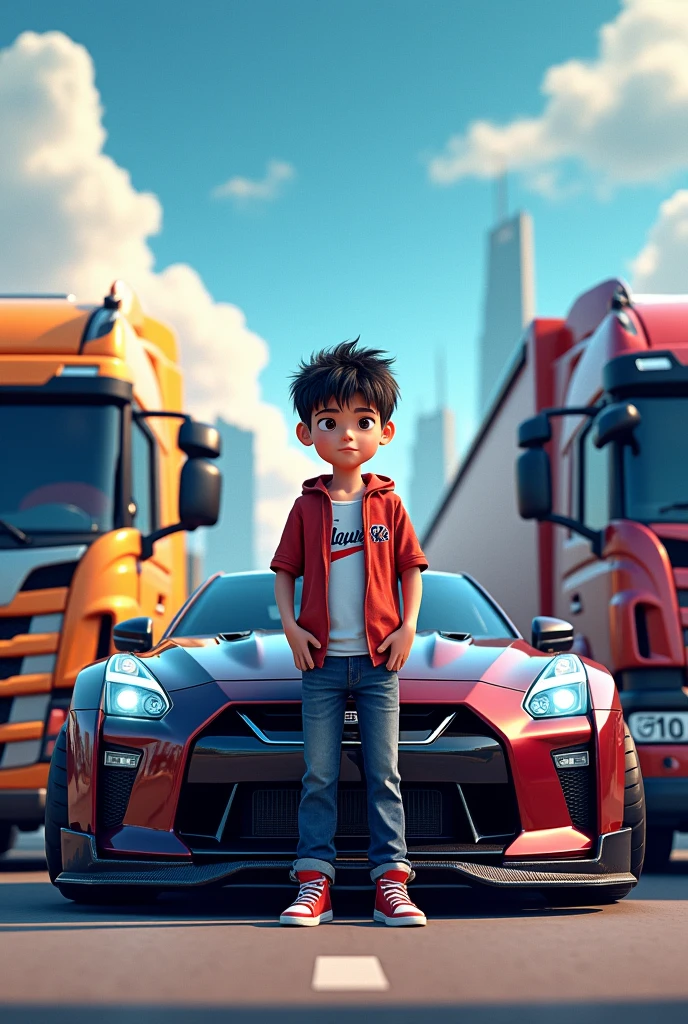 A boy with skyline R35 & scania G series with name “papaTORA”