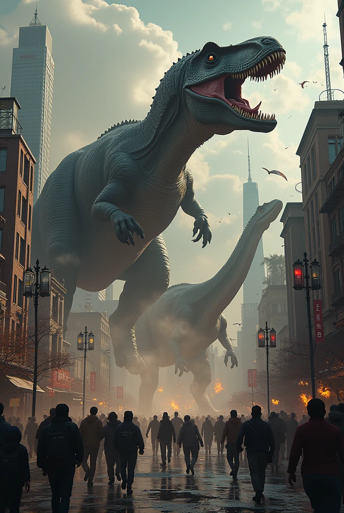 Dinosaurs attack on citizens