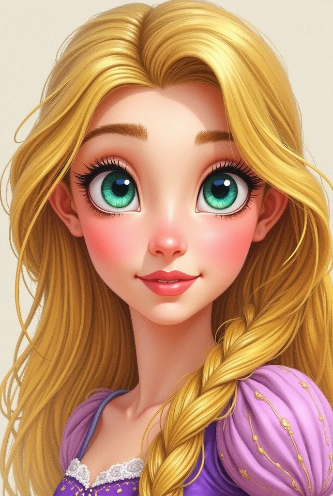 Disney's Rapunzel, retrato close up, in crayon and pencil