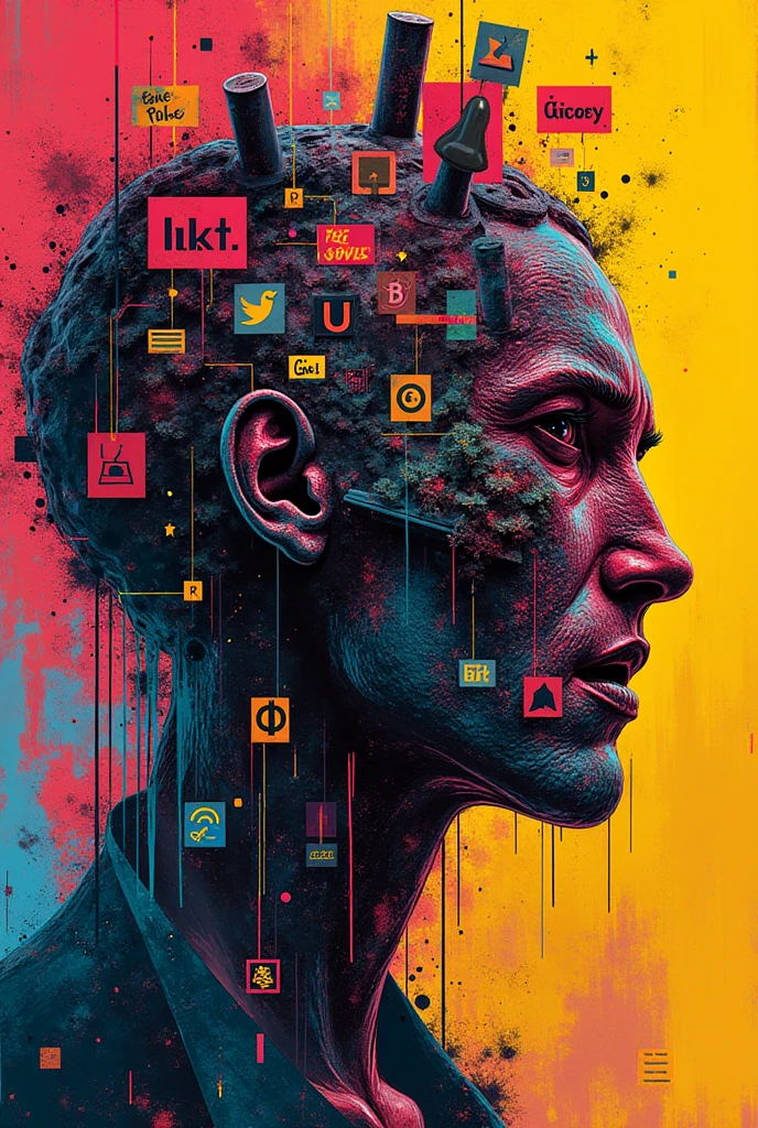 Pareidolia image where the formas maybe form a word, maybe not,  pop art punk style