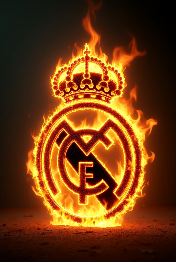 The Madrid logo but with white and yellow fire
