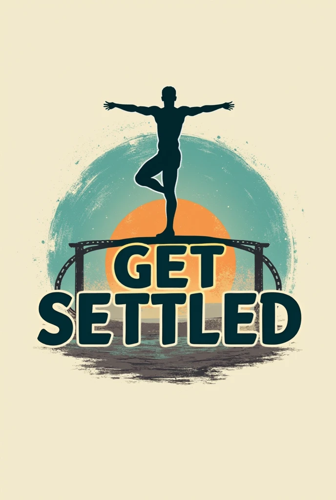 - **Text:** Include the name "Get settled" in a modern and dynamic typography.
- **icon:** Incorporate a stylized silhouette of a person performing a calisthenics exercise (like a pull-up or a push-up).
- **colors:** Use a vibrant palette with shades like blue, green and orange, with a contrast in dark colors to give depth.
- **style:** Minimalist design with clean lines and simple details to ensure it is recognizable and versatile.
- **Symbolism:** Include an element that represents community, like a circle or a chain, to emphasize the unity of the group.