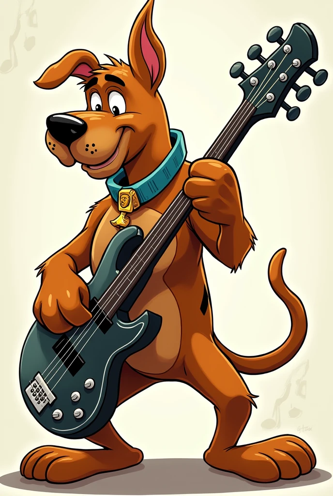 Online drawing of scrappy doo playing bass