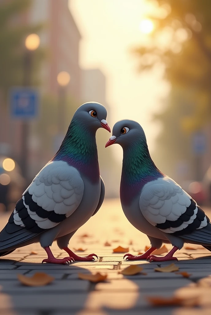 Image of a pigeon helping another