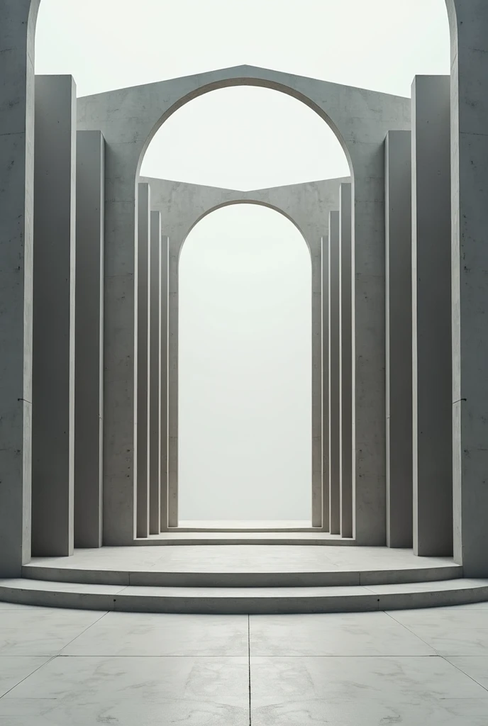 Stage with parallel walls lengthen backwards
bended at centre and oval shaped flat roof on top of walls