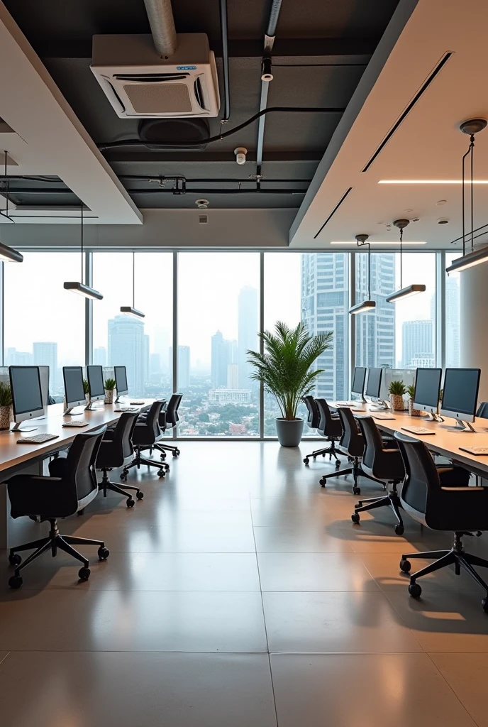 A large empty office floor area of 500m2 in a class A building in Ho Chi Minh City, furnished