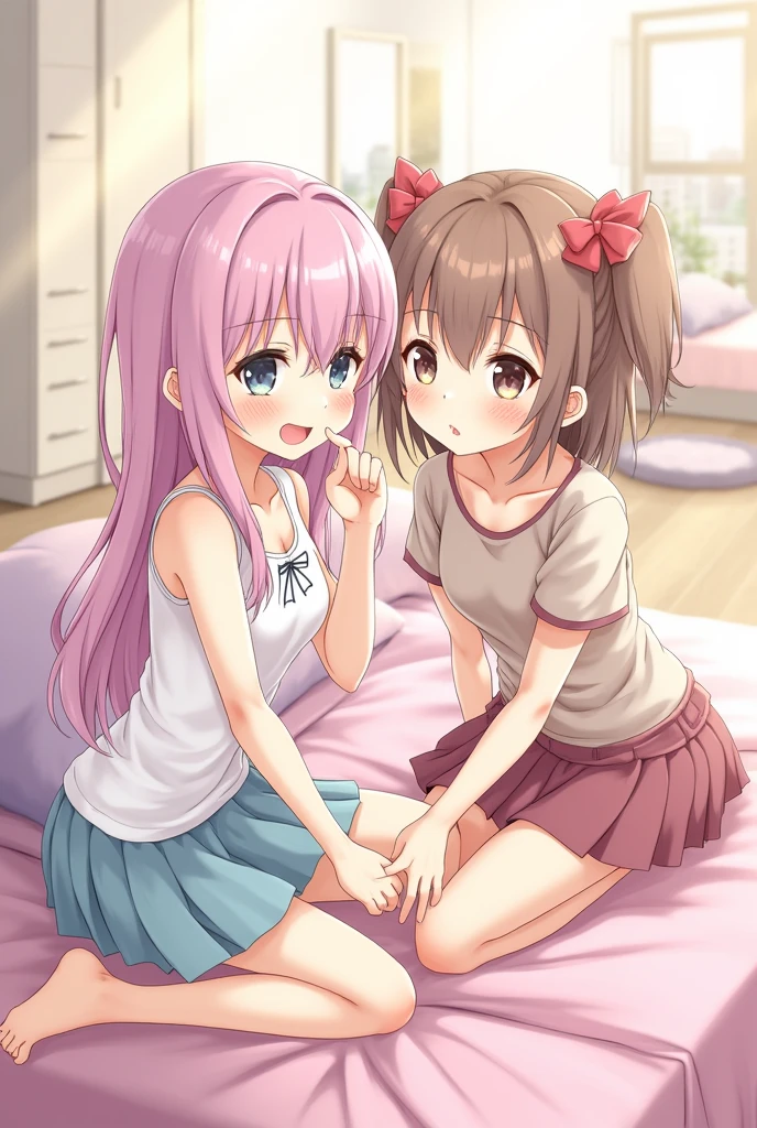 anime girl licking her friend's feet