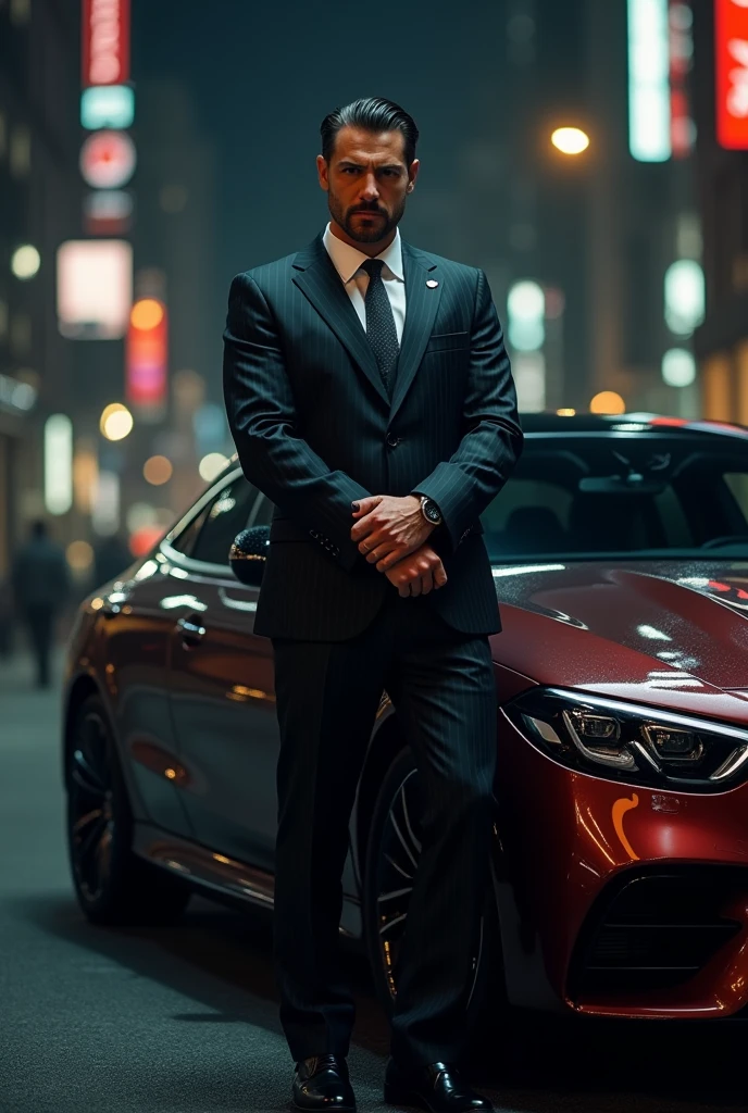 A mafia man with mercedes bendz