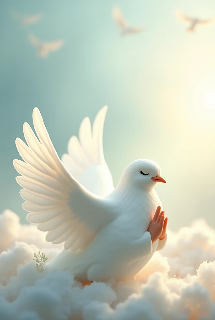 Image of a white dove praying
