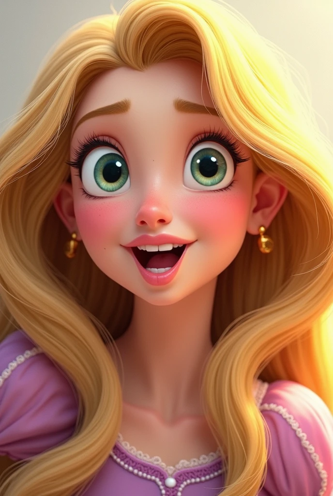 Disney's Rapunzel, retrato close up, representing his personality with his pose , Let her hair surround the crayon and pencil image
