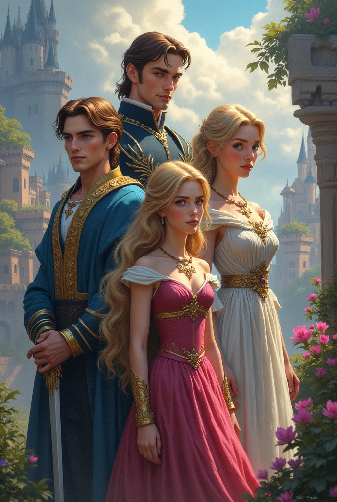 Create 3 princes and 3 princesses for a story