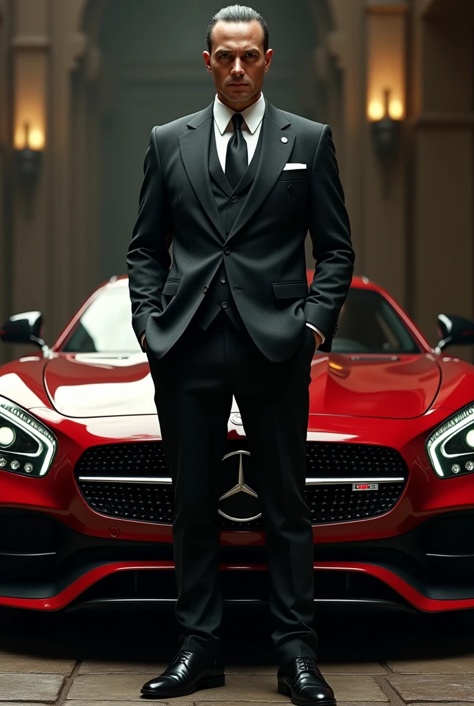 A mafia man with full photo mercedes bendz