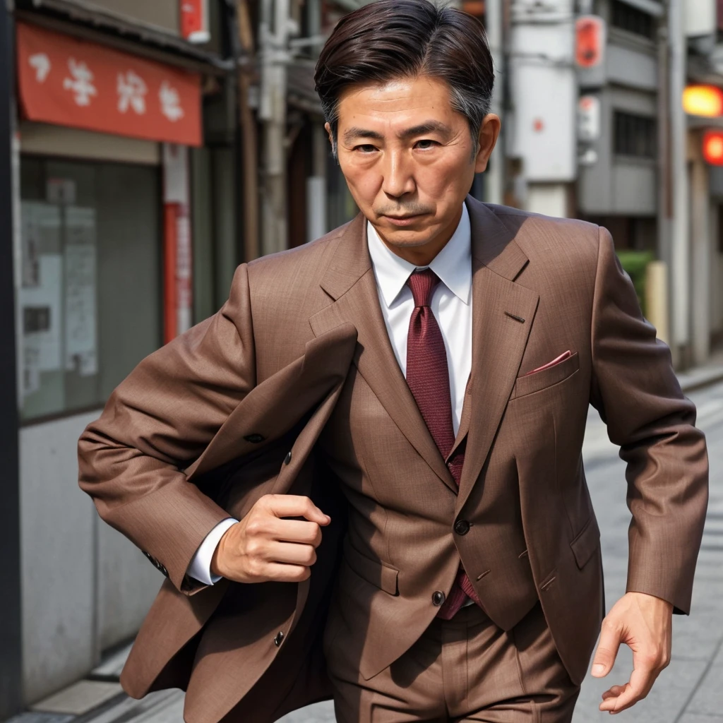 brown　suit　male　Japanese　middle aged　