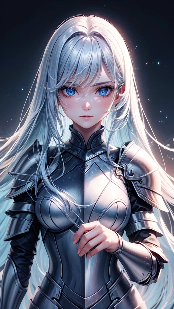 Pretty face, Best quality, Ultra-high resolution light, Glowing skin, Delicate skin, Detailed face, Delicate eyes, pretty, bionde, Straight Hair, Flowing hair, Blue eyes,Knight Armor