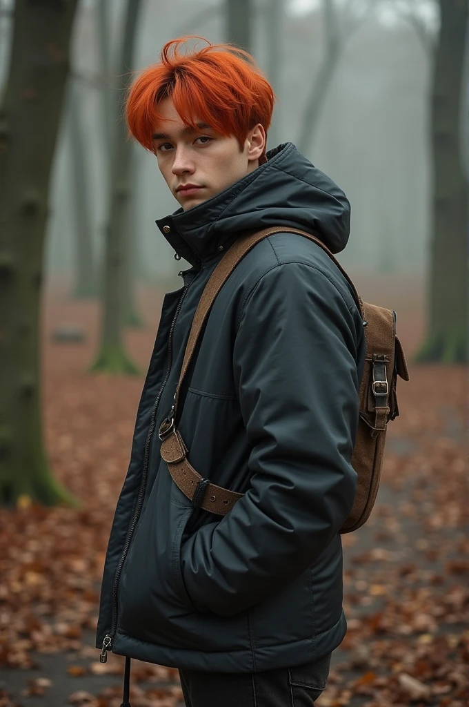Park Jimin, singer of the group BTS, being older, redhead and leader of a pack of wolves.