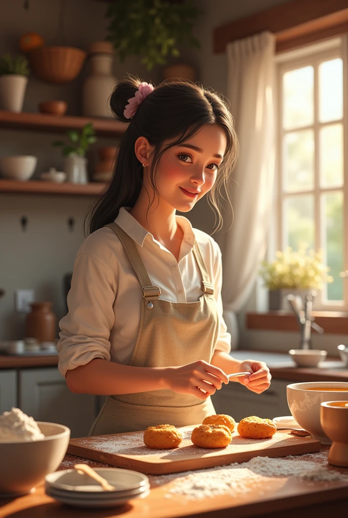Young woman cooking sweets in the kitchen - SeaArt AI