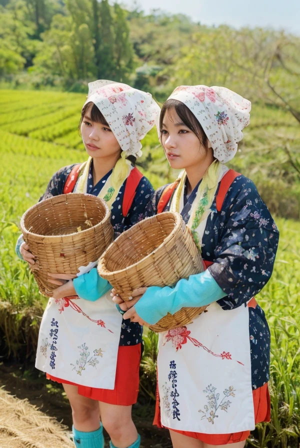 1girl, beautiful detailed female japanese woman, young, japan, thin, short, thick detailed thighs, busty chest, traditional japanese dress, paddy field, impoverished, disheveled, farmer, farming, messy thick luscious hair, tied hair, short hair, detailed face, penetrating eyes, beautiful detailed lips, extremely detailed skin, detailed clothing, (best quality,4k,8k,highres,masterpiece:1.2),ultra-detailed,(realistic,photorealistic,photo-realistic:1.37), natural lighting, warm color tones, cinematic composition, thicc, natural, natural lashes, no makeup, glistening sweat