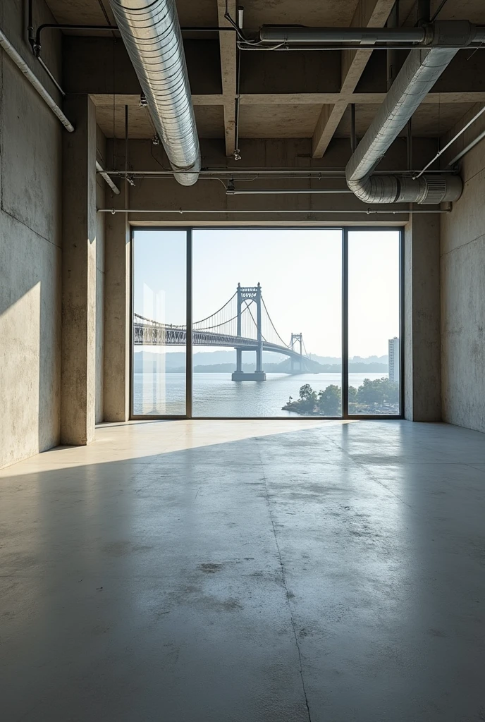 A large empty raw floor of 1000m2 in a luxury building in Ho Chi Minh City for rent with a view of Bason Bridge