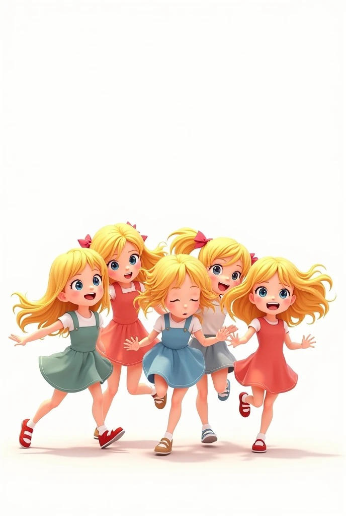 five blonde girls with white background animation