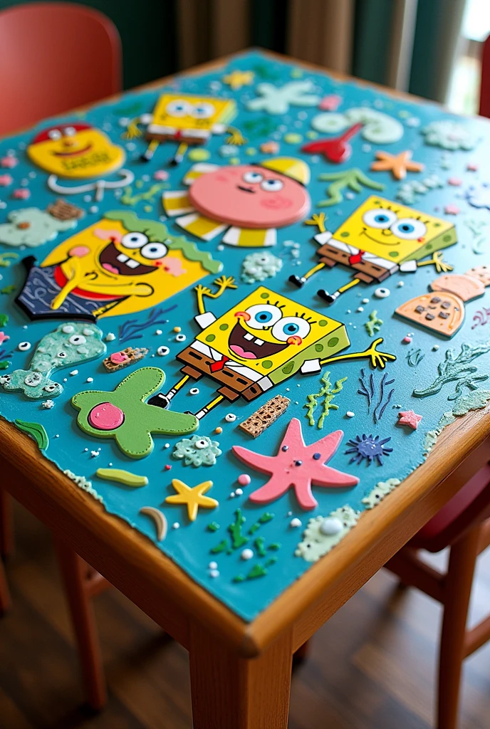 3 Columns by 4 Rows Table Decorated with Creativity on Spongebob