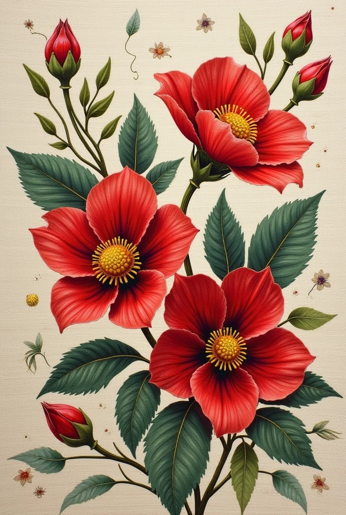 Create a fabric border of 28cm with roselle flower and fruit.
