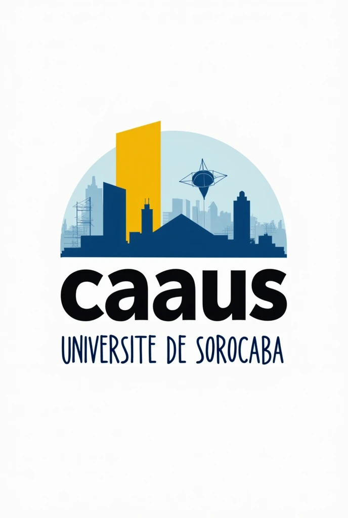 Make a university logo with the word CAauUs using the colors blue and yellow and that refers to architecture and urban planning Something that refers to Brazil That pleases architecture people With the word Universidade de Sorocaba below CAauUs In black font