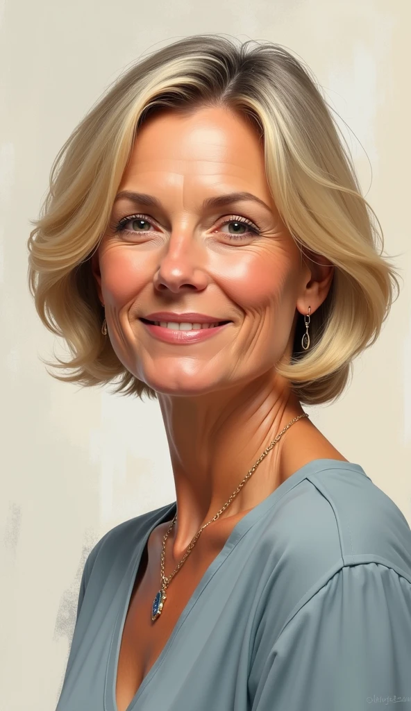 Woman White 50 years old short blond hair short beco art.