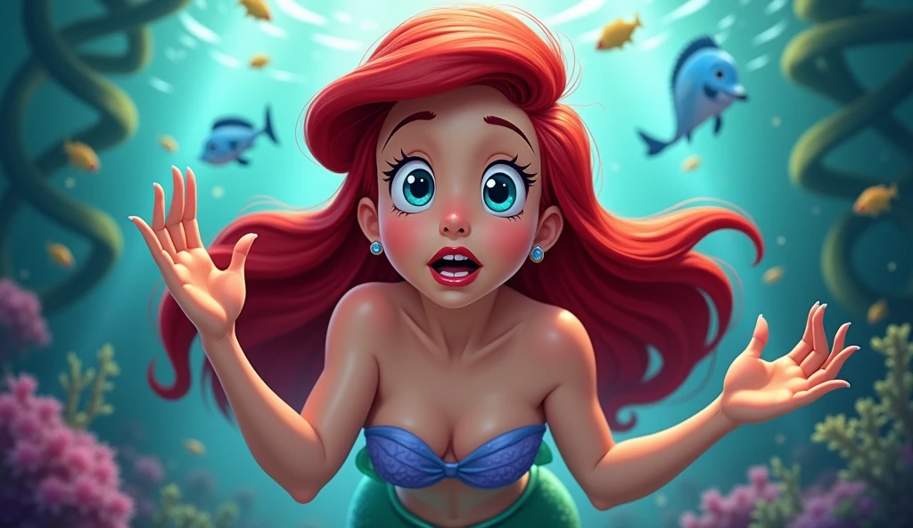 mermaid Ariel with a very surprised expression