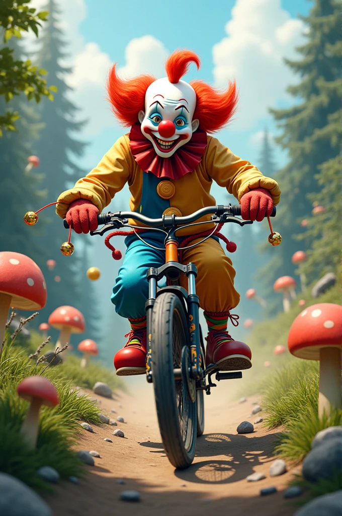 clown riding mtb bike