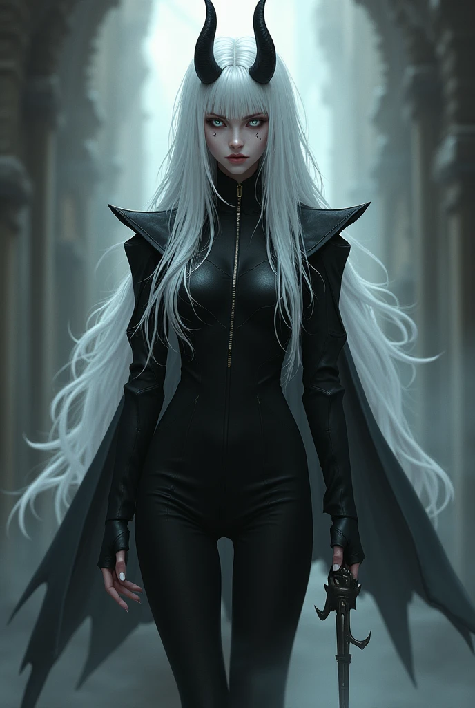 female demon with black base, hiding the face with a mask, silver mask with red eyes, covering the entire head, Beautiful shape, Long straight silver hair, and long, flowing black dress, galaxy background, octagram, shading effects, gradation magic effects, (Ultra detailed, Absolute resolution, Best quality:1.3), 2.5D, gentle and dynamic, art photography, hyperrealistic, CG graphics digital cartoon art