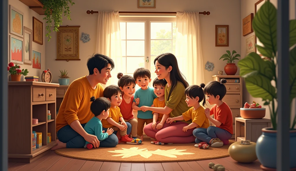 One room mother and father two daughter and eaight son