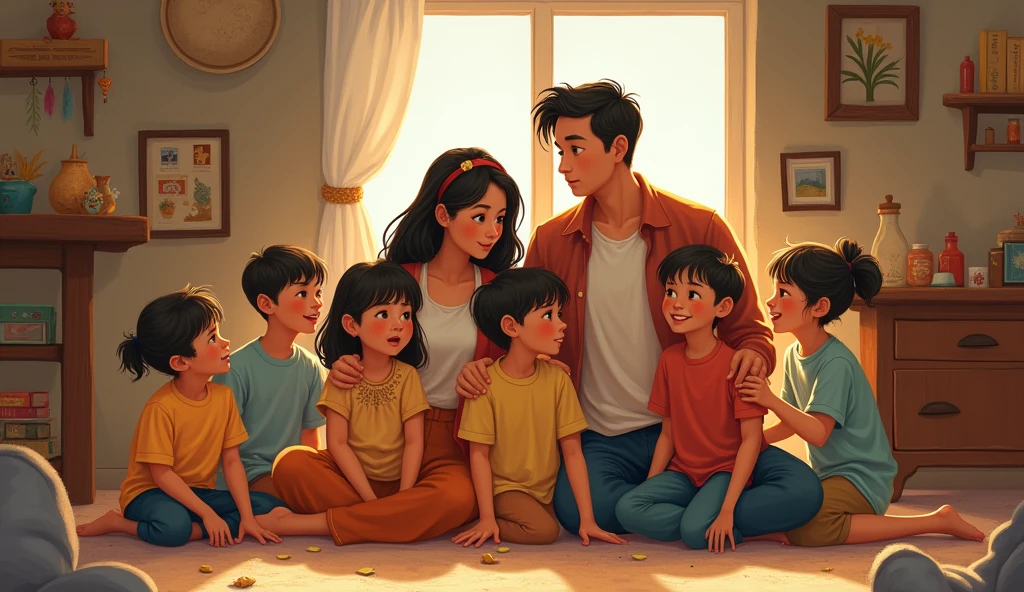 One room mother and father two daughter and eaight son