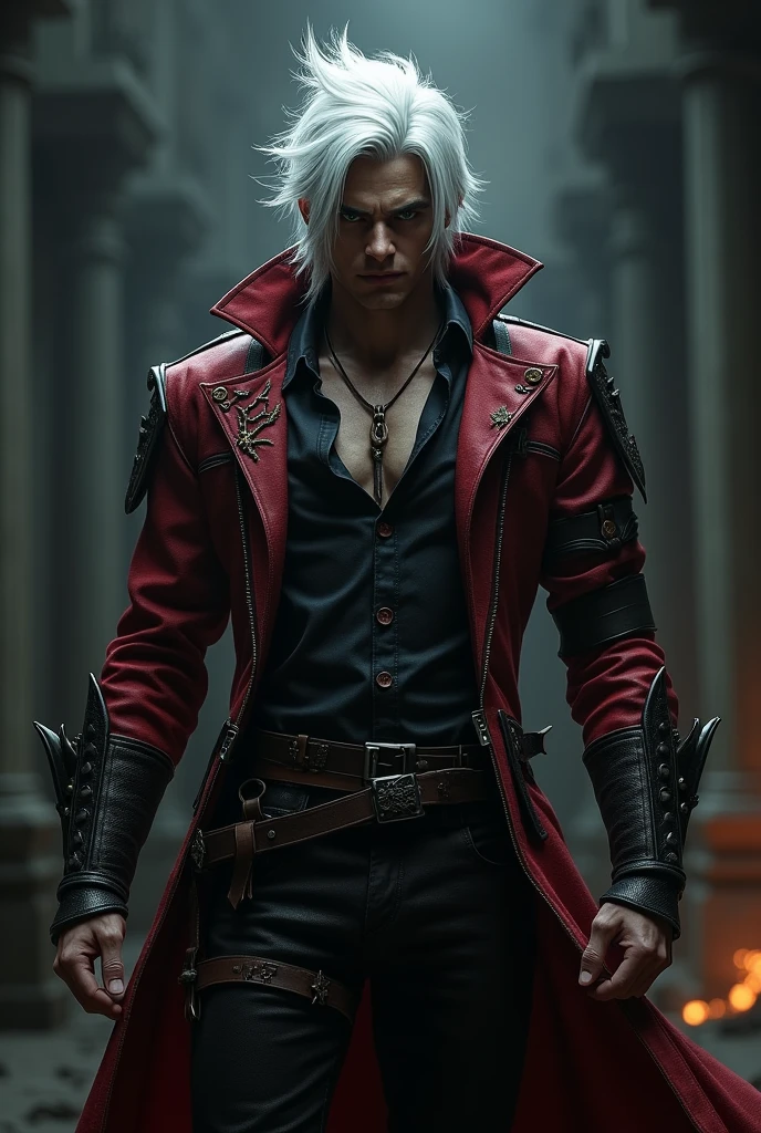  male , with white hair style dante from devil may cry