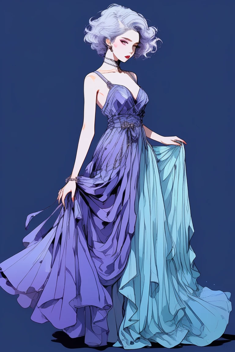 (Highest quality, sketch:1.2),Realistic,Illustrator,anime,1 Girl, detailedな唇,custom, bad woman, detailed, Black and aquamarine gradient background,Neon Hair,Texture Cropping, masterpiece, Style: Retro Classic, [Close-up of a female dummy, Sexy Dress, Silk dress, Mercury Dress, Astral Dress, Beautiful silk dress, sexy gown, Dark dress, Dark purple clothing, A revealing and stylish dress, dark Astral Dress, soft Silk dress, Elegant dark blue dress, stylish Dark dress, airbrush Dark dress, Fantasy Dress, Baroque Dress, Fancy Dress] (Photo portrait)