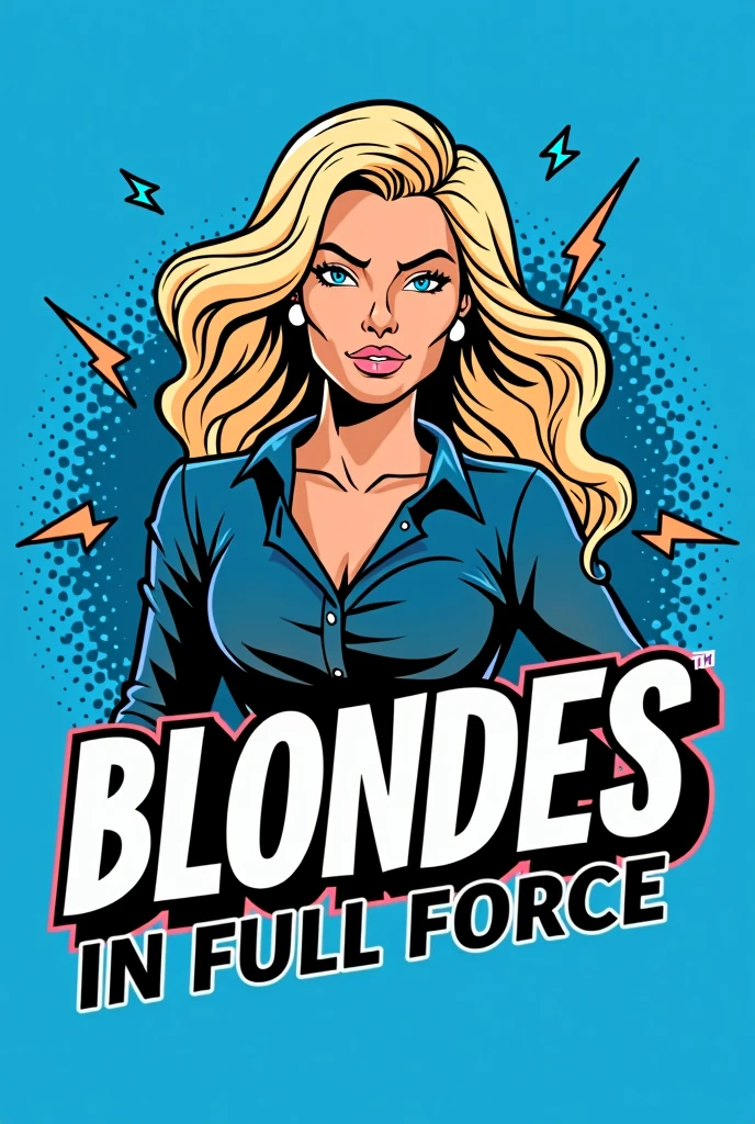 Logo for a podcast that says “blondes in full force”
