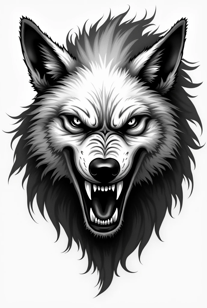 lobos, black andwhite, anger, just the face, for tattoo