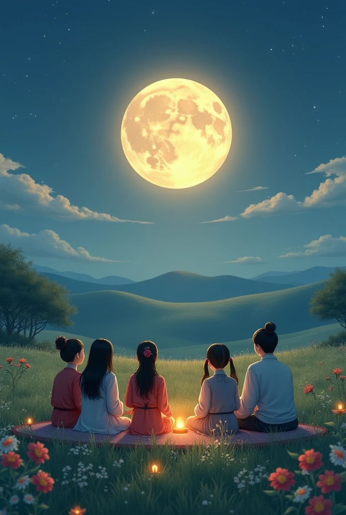 Moon watching in the grassland during the Mid-Autumn Festival