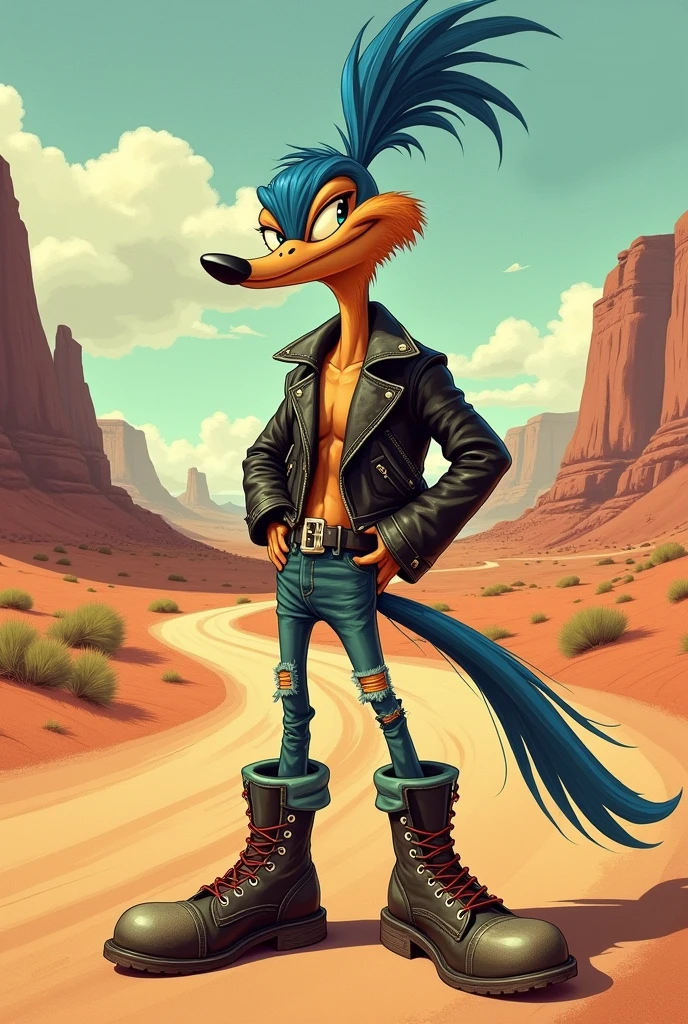 Looney Tunes Road Runner dressed as a rocker
