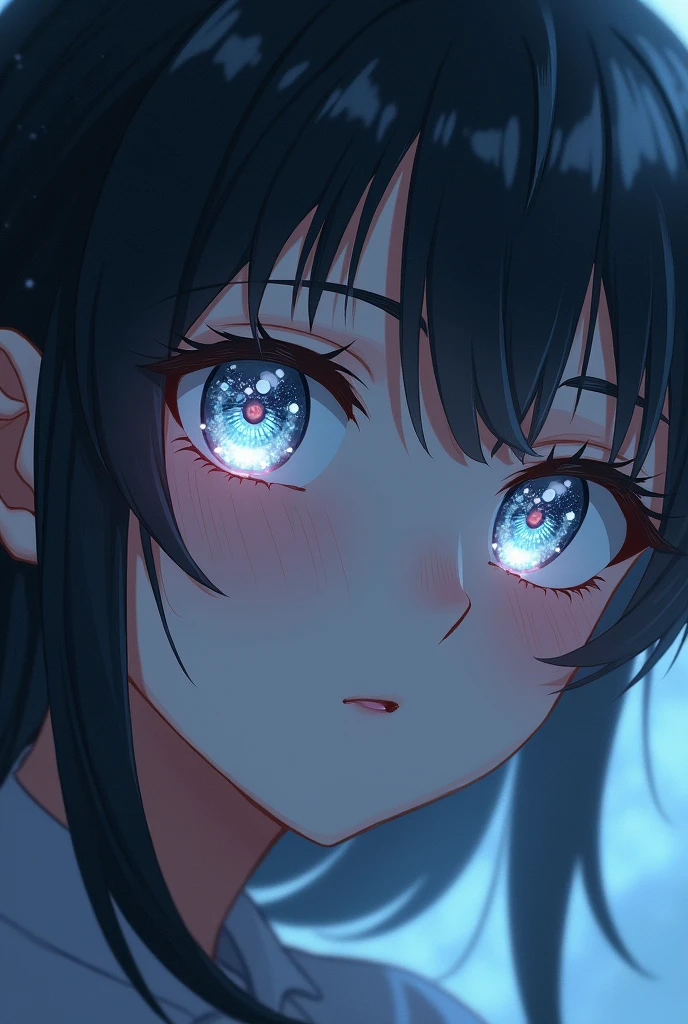 Just the silver eyes, semi-realistic, almost anime style