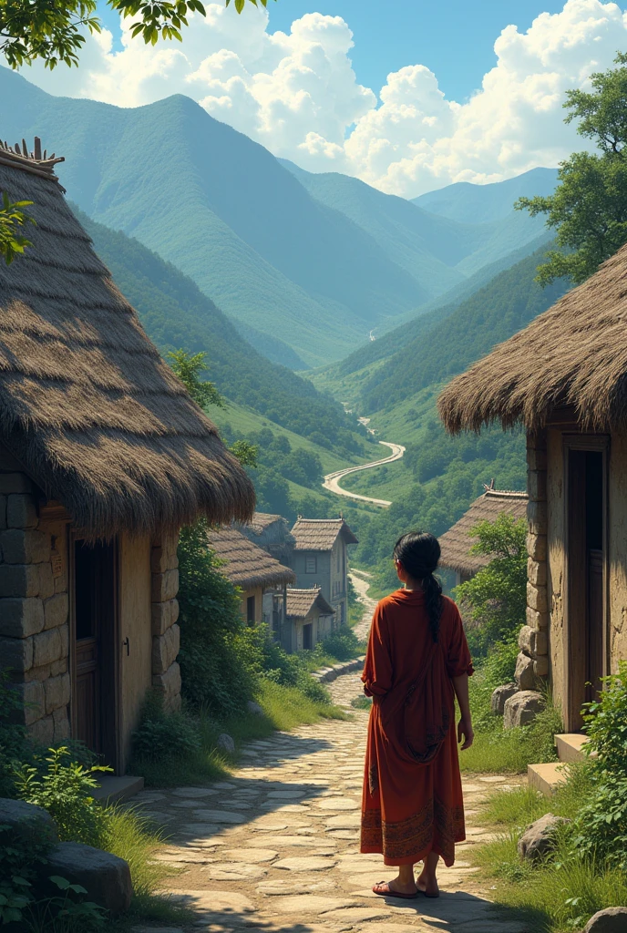 In the remote village of Andaliman there lived a woman who was looking at her village.