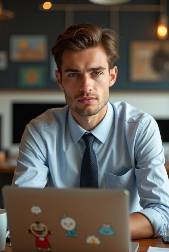 Create a serious 20 year old man who works with the internet, but not very serious. That you can save in your profile picture