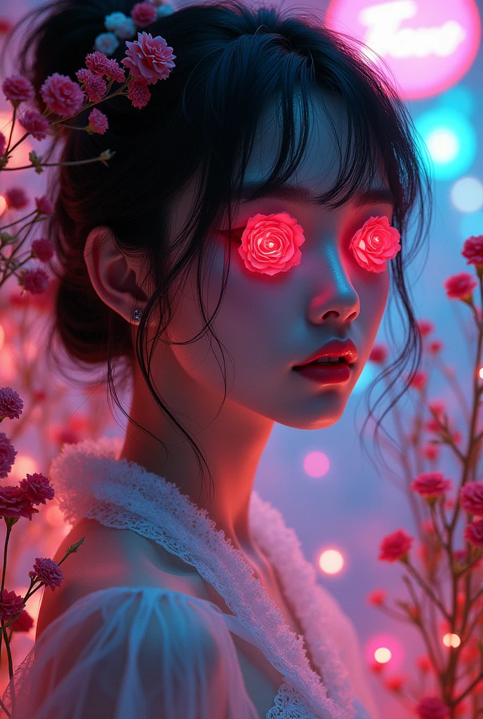 (masterpiece, best quality), alluring, sexual, japanese woman, solo, masterpiece, artstation, dynamic, charming, magical, unreal engine, fantastically beautiful, illustration, dramatic lighting, rave background, neon glow, maximalist, ahri, nsfw, huge breasts, style of Oskar Kokoschka:1.2),(abstract expressionism art:1.2),girl,plants,love,rose for eyes,bright color theme,colorful,visually stunning,beautiful,gorgeous,emotional,intricate,perferct shading