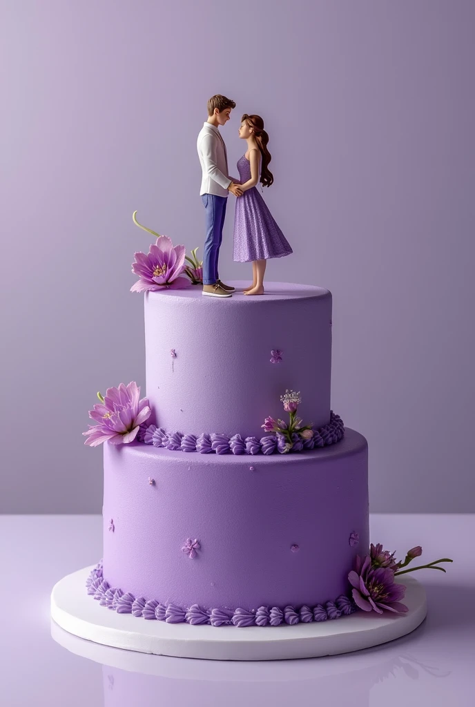 purple cake two layer design with couple carton