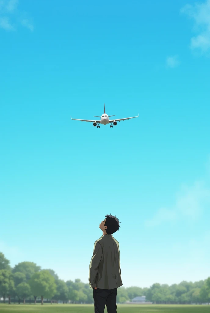 a person looking at the plane