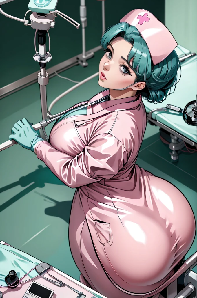 nurse uniform,hospital, latex nurse suit,nurses,busty,elbow gloves,labcoat,black hair woman,pink eyes , gigantic ,medical instruments,asian nurse,two nurses,speculum,examination room,oversize ,big ass ,strap on, lay on table ,legs spreaded,giving birth,gyno chair , dentist,Milf,latex,pink uniform,oversize breasts