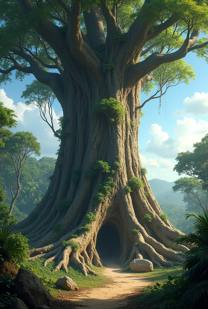 Large ceiba tree with roots