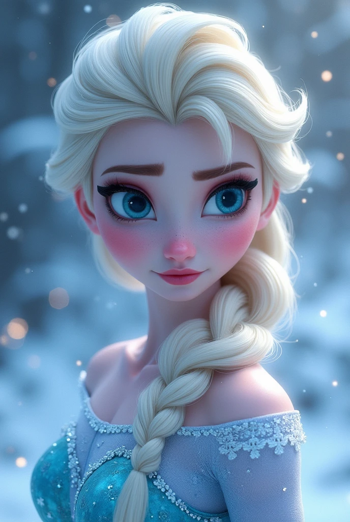  frozen elsa on one side with snowflake background

