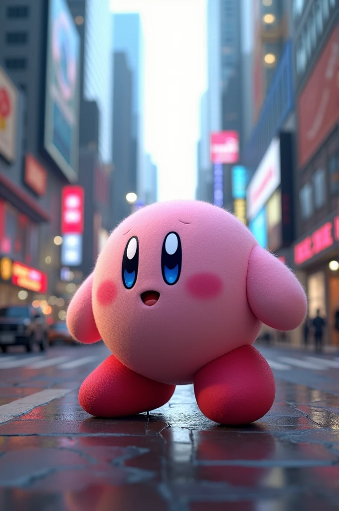 Kirby in realistic, real life in city