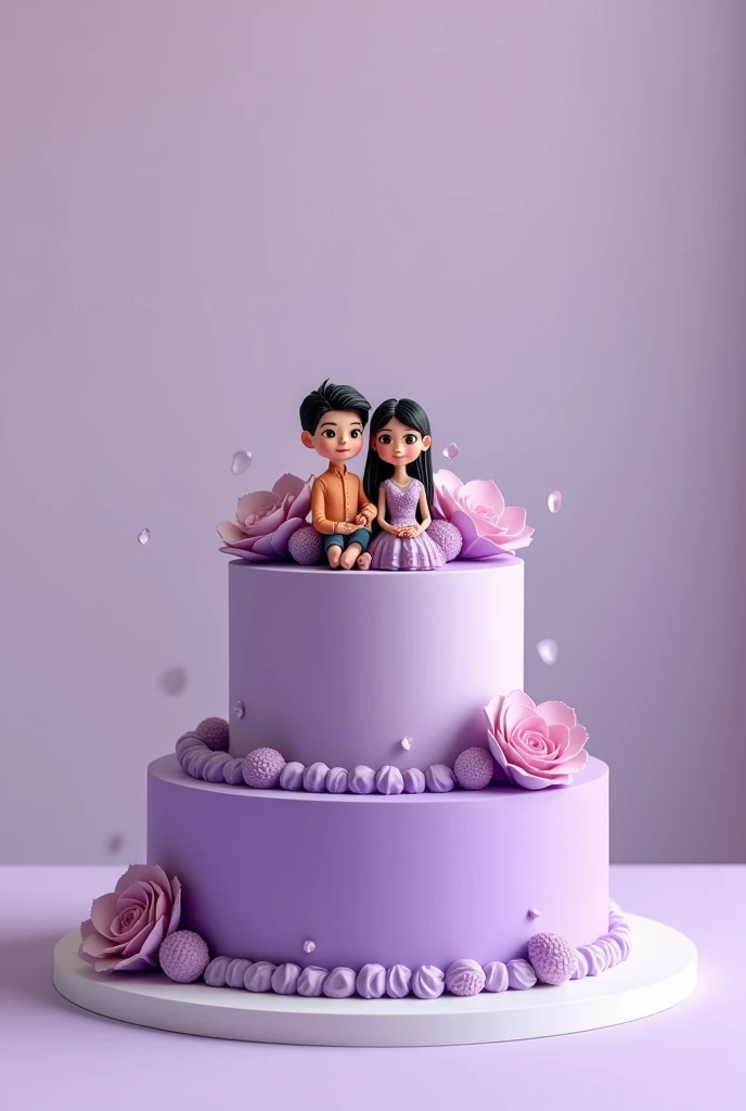 purple cake two layer design with couple carton indian
