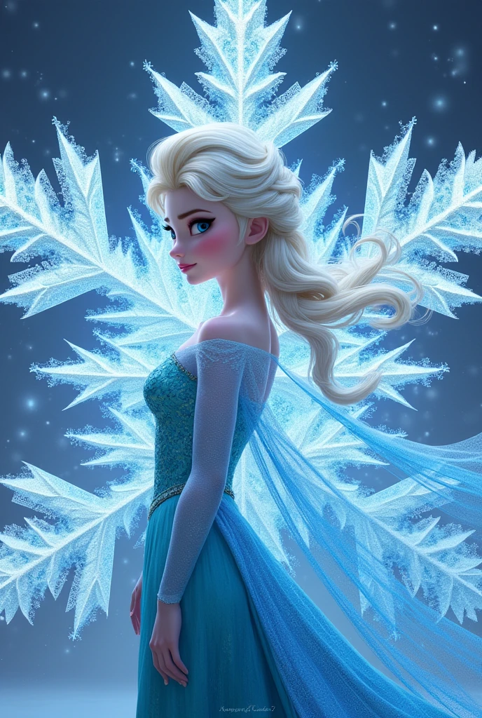 Elsa from Frozen on one side with a snowflake background and Elsa leaving a space in the large one